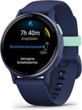 vívoactive 5 - Montre connectée GPS Sport et santé – Metallic Blue avec Bracelet Bleu Marine (Reconditionné)