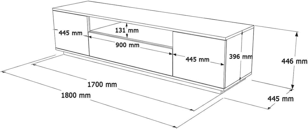 Dmora - Meuble TV Sinope, Buffet de Salon, Armoire Basse pour TV, Base Murale de Rangement, 180x45h45 cm, Chêne et Blanc