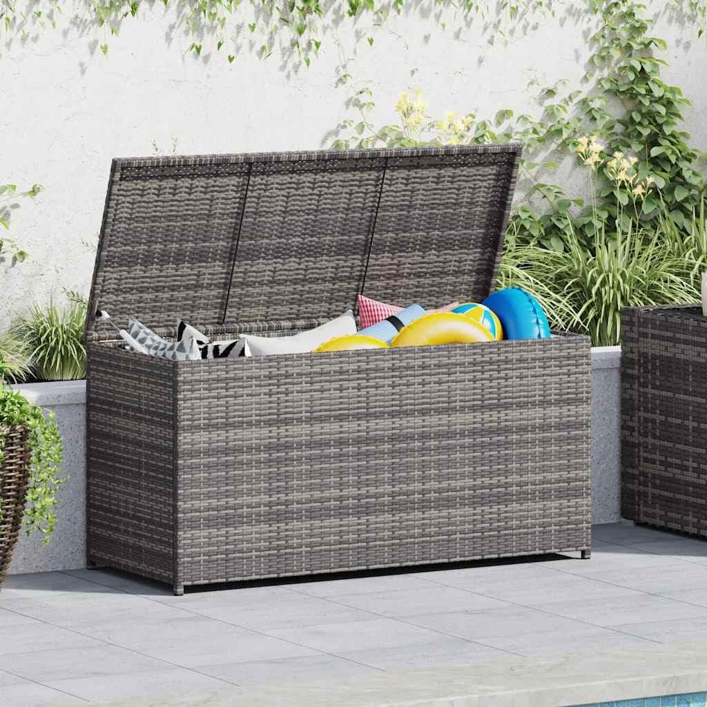 vidaXL Boîte de Rangement de Jardin Coffre de Rangement Banc de Stockage Patio Terrasse Extérieur Gris 120x50x60 cm Résine Tressée