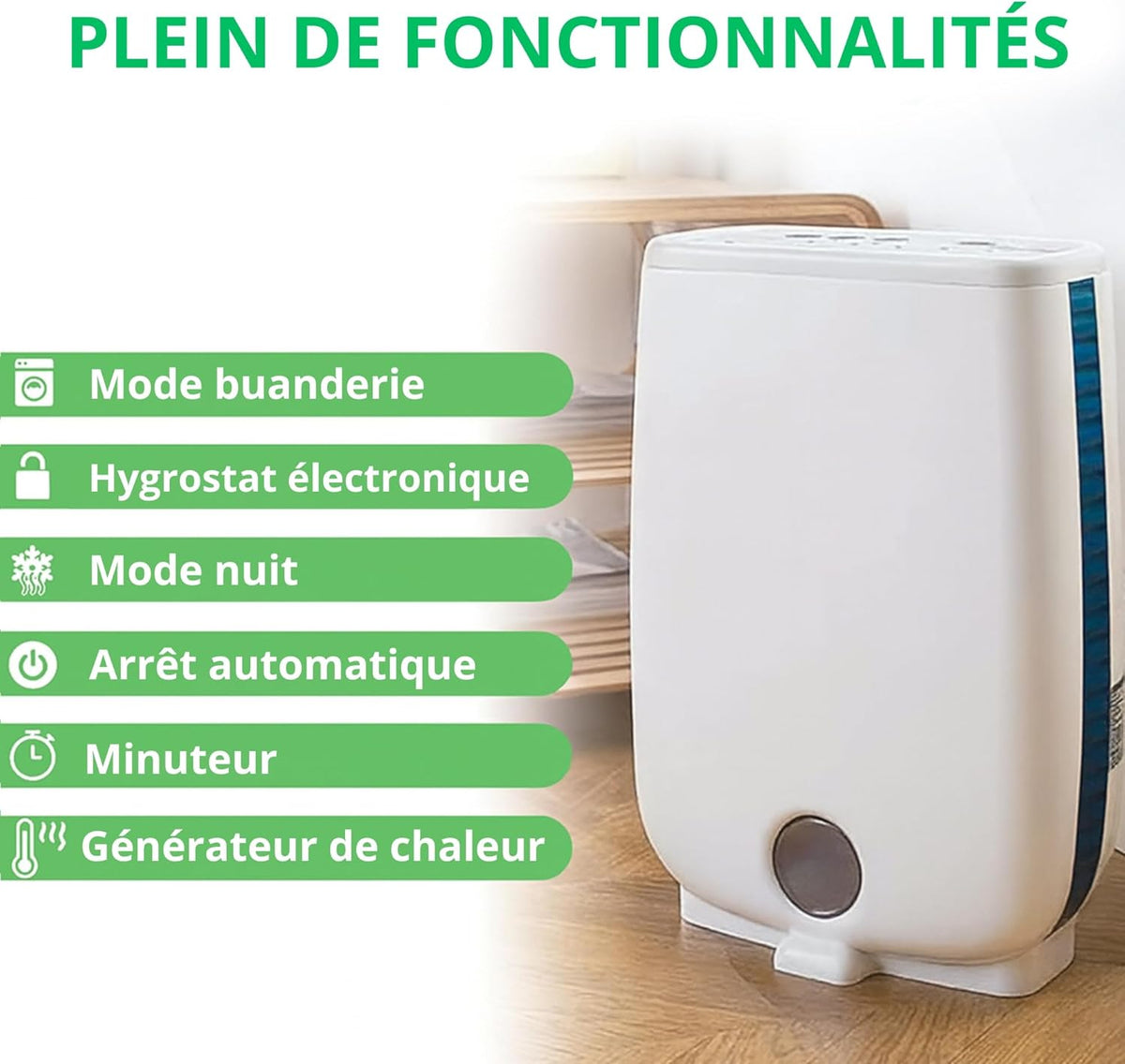 Meaco DD8L Junior Déshumidificateur par dessication - idéalment adapté à une utilisation dans les locaux non chauffés (en dessous de 10 C) - fonction auto-restart
