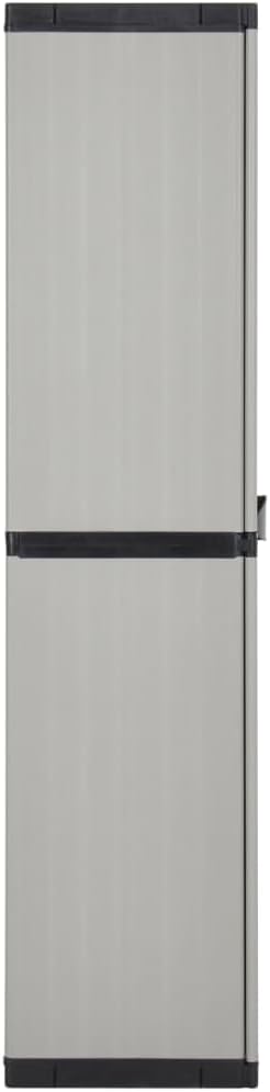 Tomostar Armoire de Rangement de Jardin, Armoire Haute à Outils Extérieur 3 étagères Gris/Noir 68x40x168cm