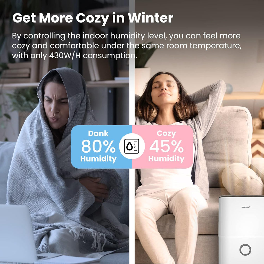Déshumidificateur Connecté 16L-jour, 4 Modes, Deshumidificateur d air electrique, Mode intelligent, Réservoir 3L, Pour pièce de 58-73㎡, MDDF-16DEN7 WF, Chambre, Garage, Fonctionne avec Alexa