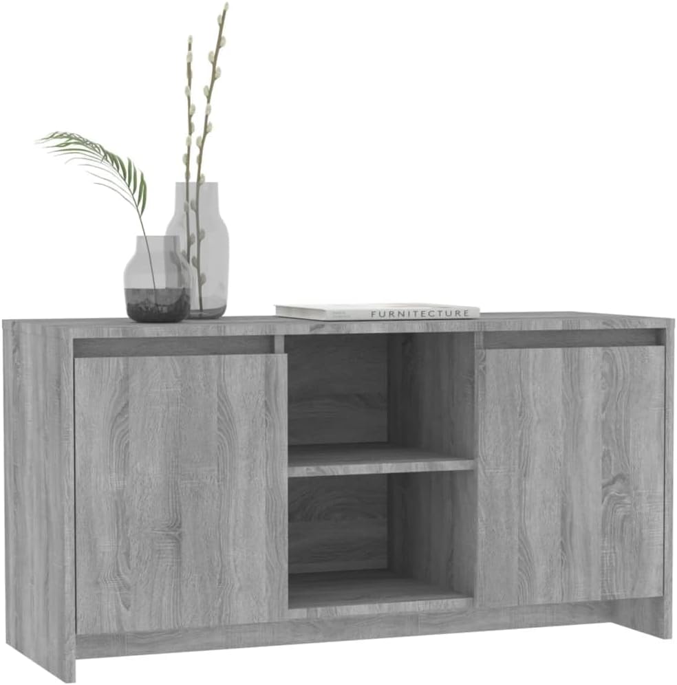 Lauuoeriau Meuble TV pour maison et jardin, gris Sonoma, 102 x 37,5 x 52,5 cm, bois d'ingénierie