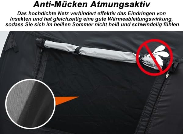 CLIPOP Tente de plage pliable à ouverture rapide pour 1 à 3 personnes, UPF 50+, abri solaire imperméable pour camping, pêche, pique-nique, plage (245 x 145 x 100 cm, noir)