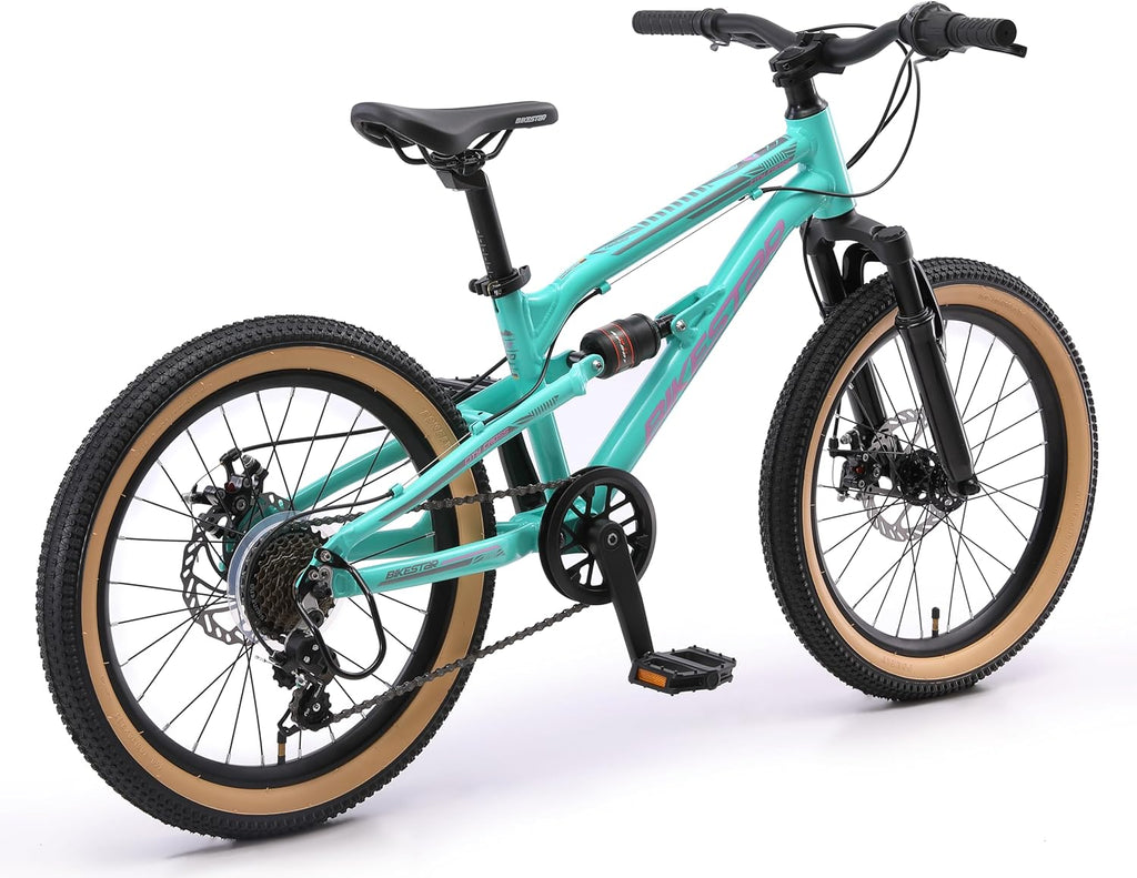 BIKESTAR VTT Vélo Tout Terrain Tout Suspendu pour Enfants de 6 Ans | Bicyclette 20 Pouces 7 Vitesses Shimano, Freins Disque