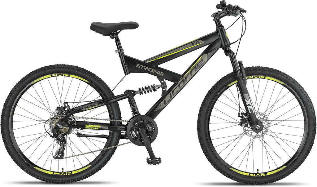 Licorne Bike Strong 2D Vélo Tout Terrain de qualité supérieure 27,5" pour garçon Fille Femme et Homme avec Frein à Disque Avant et arrière 21 Vitesses dérailleur Suspension complète"