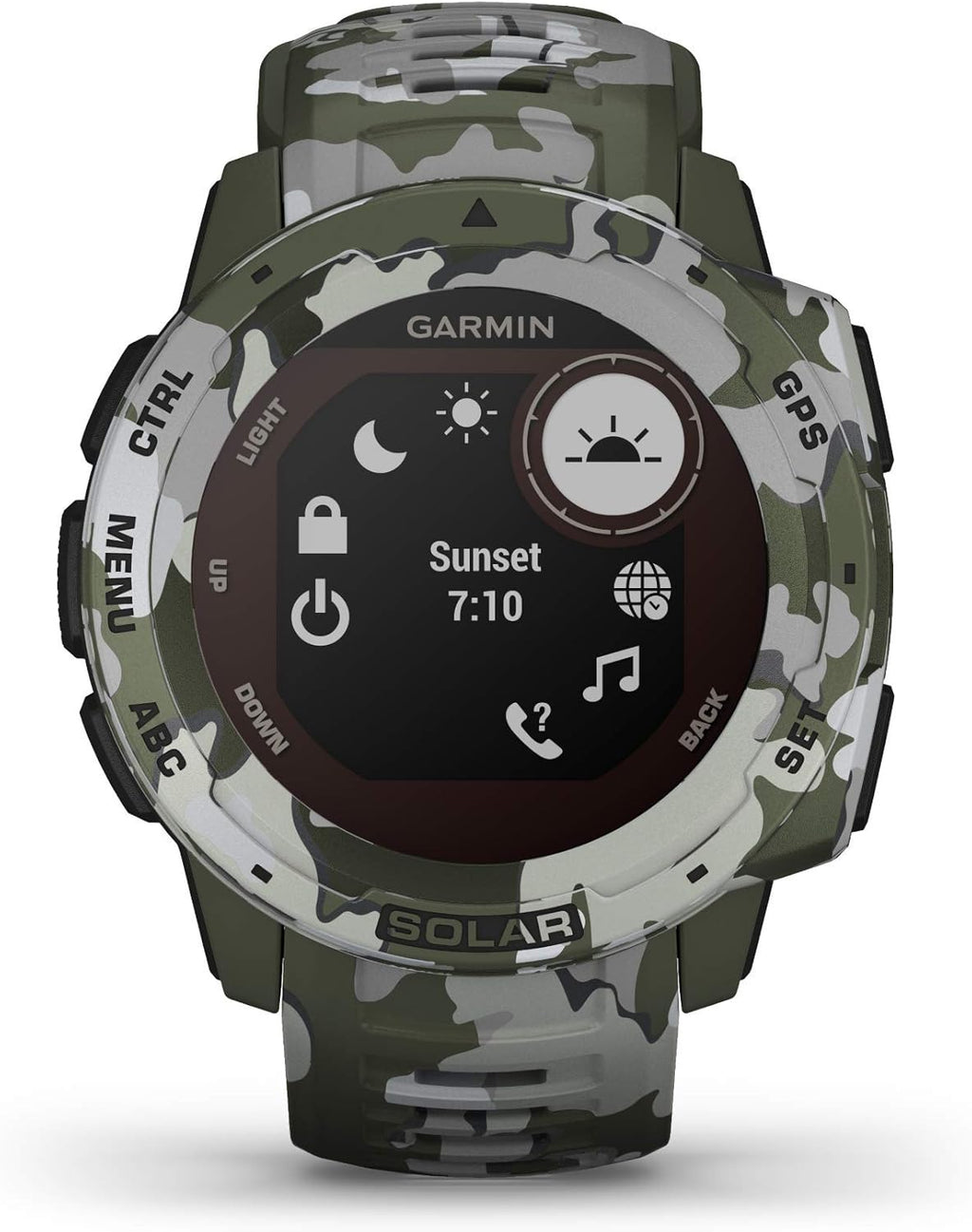 Instinct Solar Camo Edition - Montre GPS de plein air robuste avec chargement à l'énergie solaire - Lichen (Reconditionné)