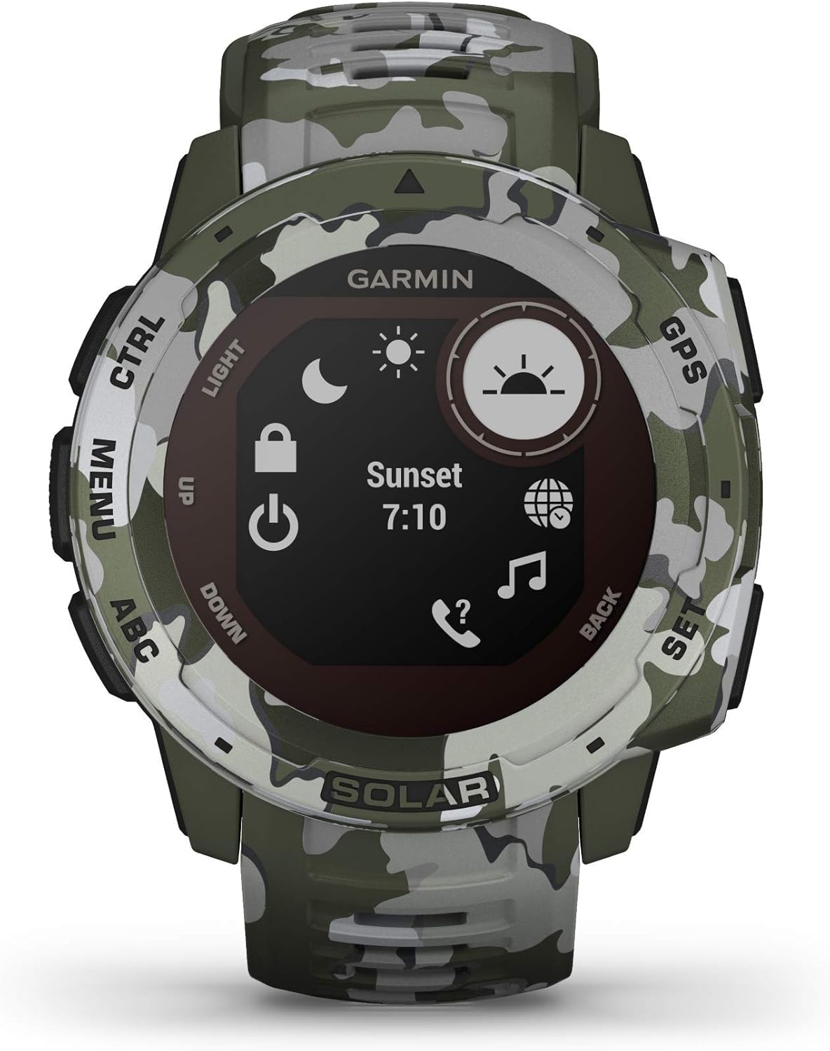 Instinct Solar Camo Edition - Montre GPS de plein air robuste avec chargement à l'énergie solaire - Lichen (Reconditionné)