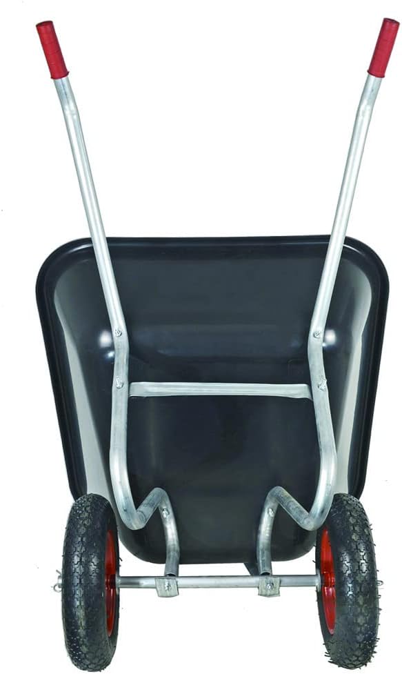 Vigor Brouette avec 2 roues, caisse noire en plastique, capacité 240 lt