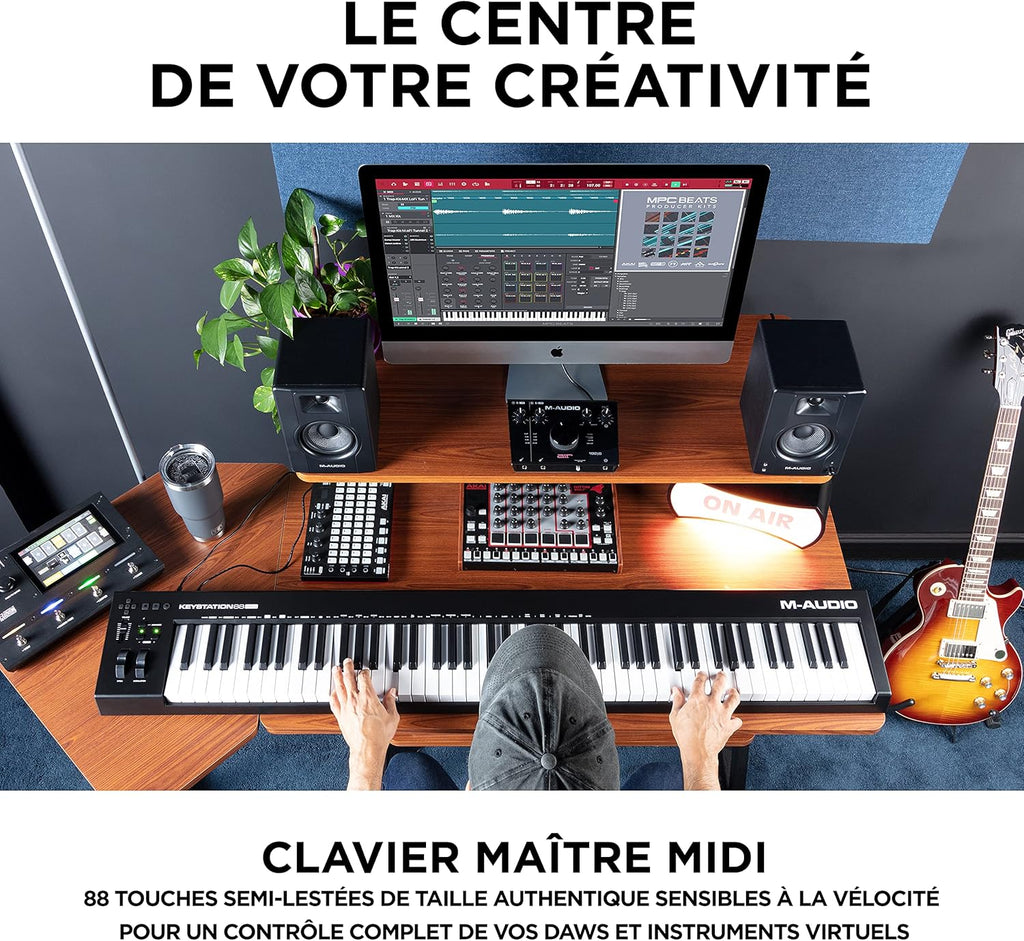 M-AUDIO Keystation 88 MK3 – Clavier MIDI USB 88 touches semi-lestées pour contrôler les synthétiseurs virtuels et les stations audionumériques