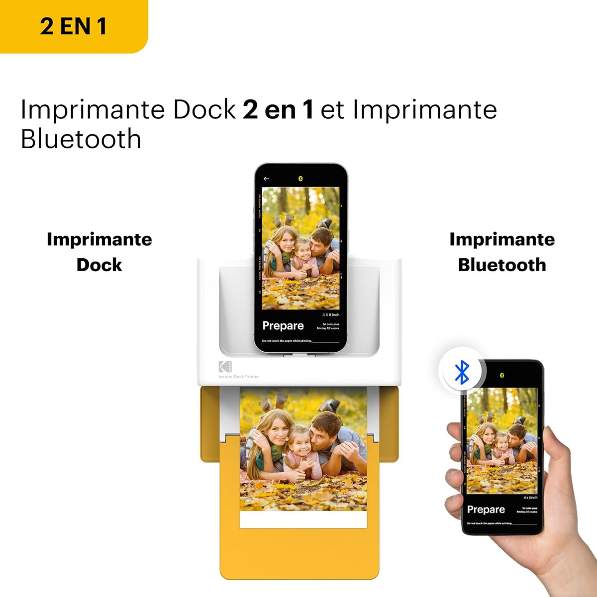 Kodak Dock Plus 4Pass Imprimante Photo (10x15cm) + Pack d'accessoires avec 90 Papier Photo (10 Feuilles Initiales + Paquet de 80 Feuilles)