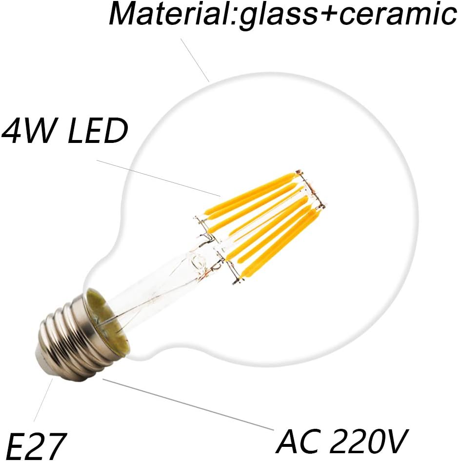 G95 Lot de 20 ampoules à LED Edison E27 220 V 8 W (remplace 40 W) Non dimmable Vintage Ampoule LED en verre 650 lm 2200 K