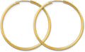 Boucles D'Oreilles Rondes Classiques Or Jaune 585 750 333 Moyennes Créoles pour Femme - Diamètre 40 mm, Largeur 2 mm