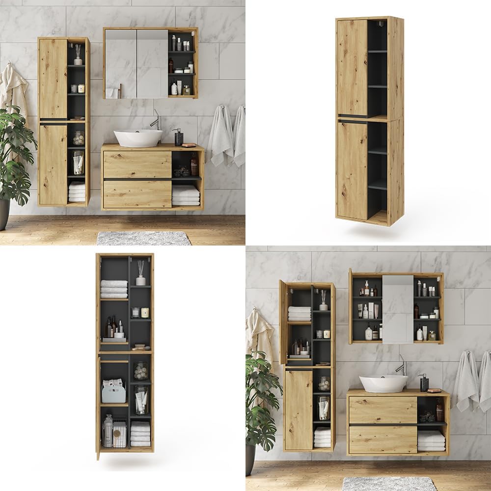 Vicco Armoire de Salle de Bain Viola, Chêne Artisan, 50 x 170 cm