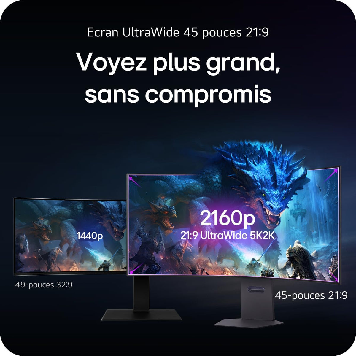 LG Ultragear 45GX950A-B Ecran PC Gaming 45" - Dalle OLED résolution 5K2K WUHD (5120 x 2160), 0,03ms 165Hz, DisplayHDR400 True Black, DCI-P3 98.5 pour cent (CIE1976), FreeSync Premium Pro, G-Sync Compatible