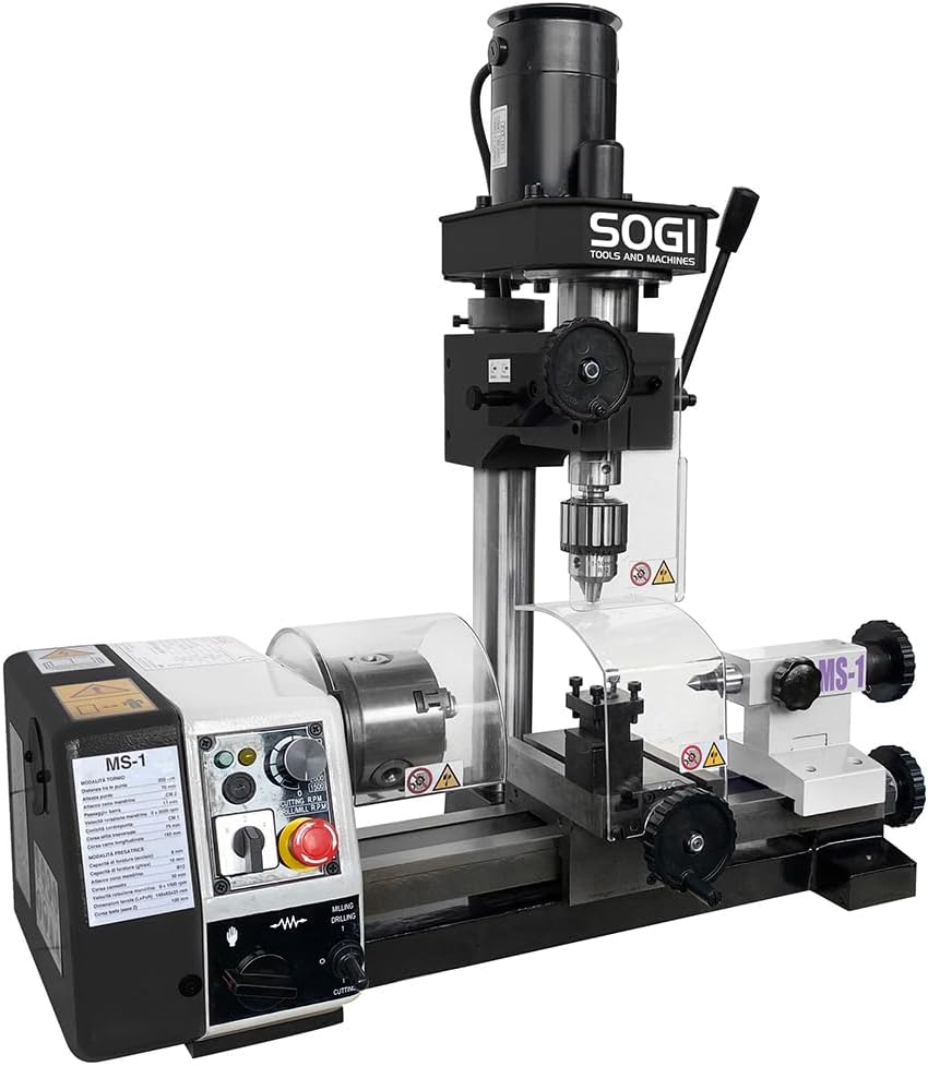 SOGI MS-1 Tour-fraiseuse combinée de banc - moteurs monophasés de 150 W - Pb 11 mm - capacité de perçage Ø10 mm