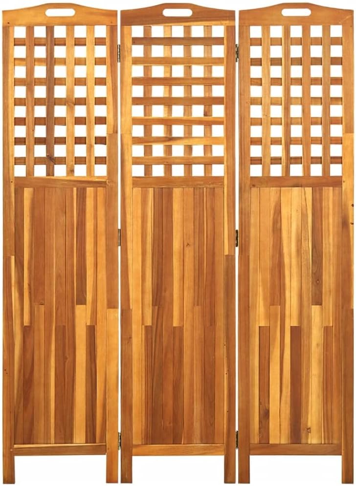 Paravent intérieur 3 Panneaux Pliables, Séparateur de pièce, Ecran d'Intimité Paravent Chambre à Coucher Maison Balcon, 121x2x170 cm Bois d'acacia
