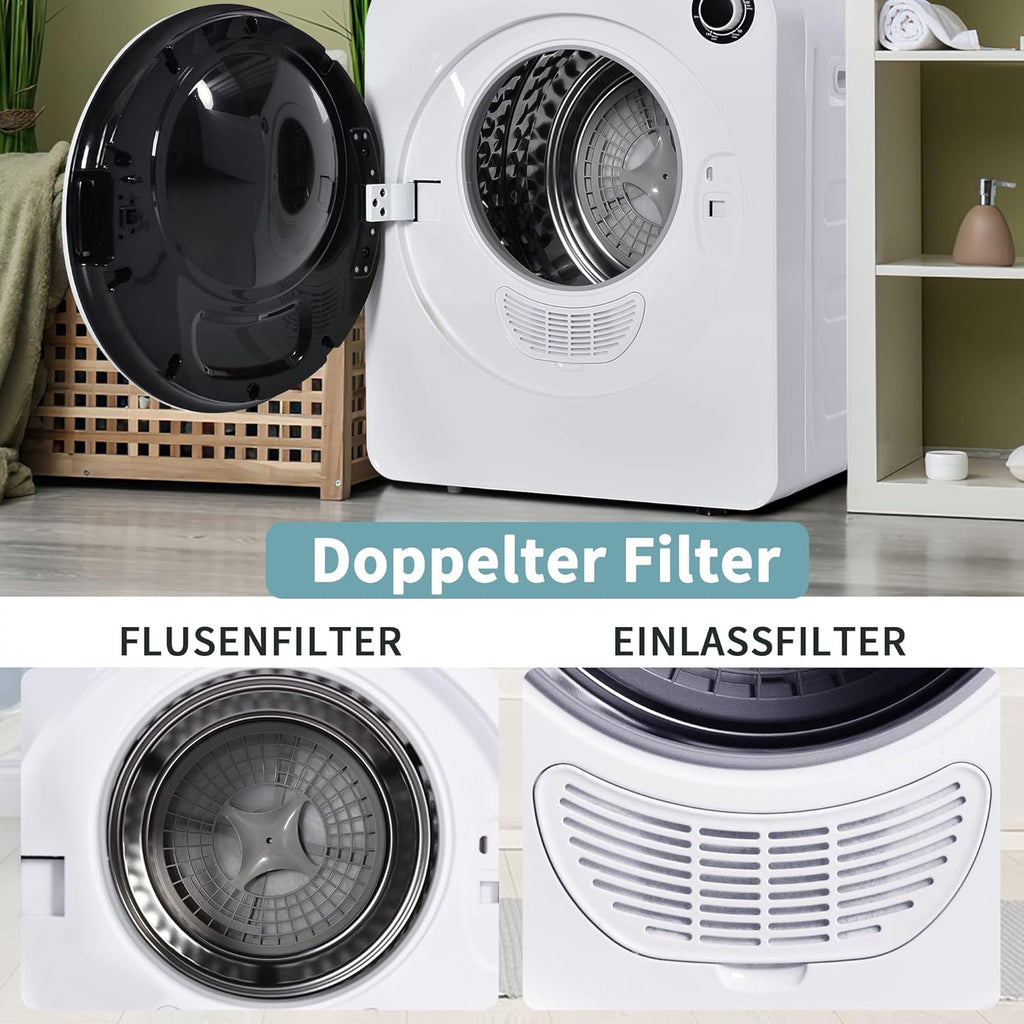 Merax Petit séchoir à linge 5 programmes - Sèche-linge mural avec protection contre la surchauffe et triple filtre - 3 kg - 830 W
