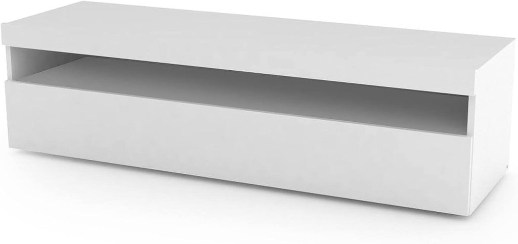 Dmora - Meuble TV Daniele, Buffet bas de salon, Base pour meuble TV, 100% Made in Italy, 130x45h36 cm, Blanc brillant