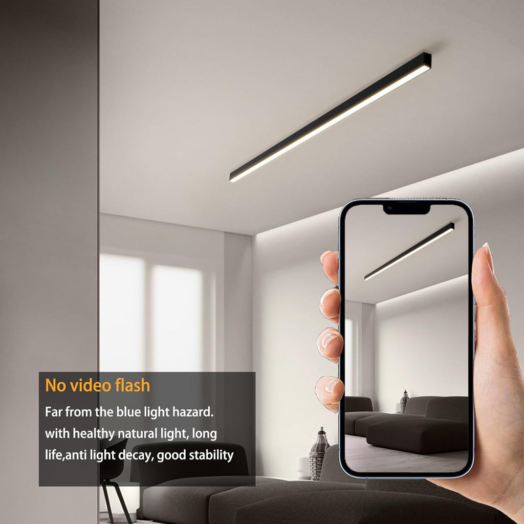 TZSMUM Plafonnier LED Luminaire Intérieur 2700K/4500K/6500K Moderne Très Mince Lampe de Plafond Longue Aluminium Luminaire Plafonnier pour Chambre à Coucher Salon Couloir Lumière Neutre,200cm