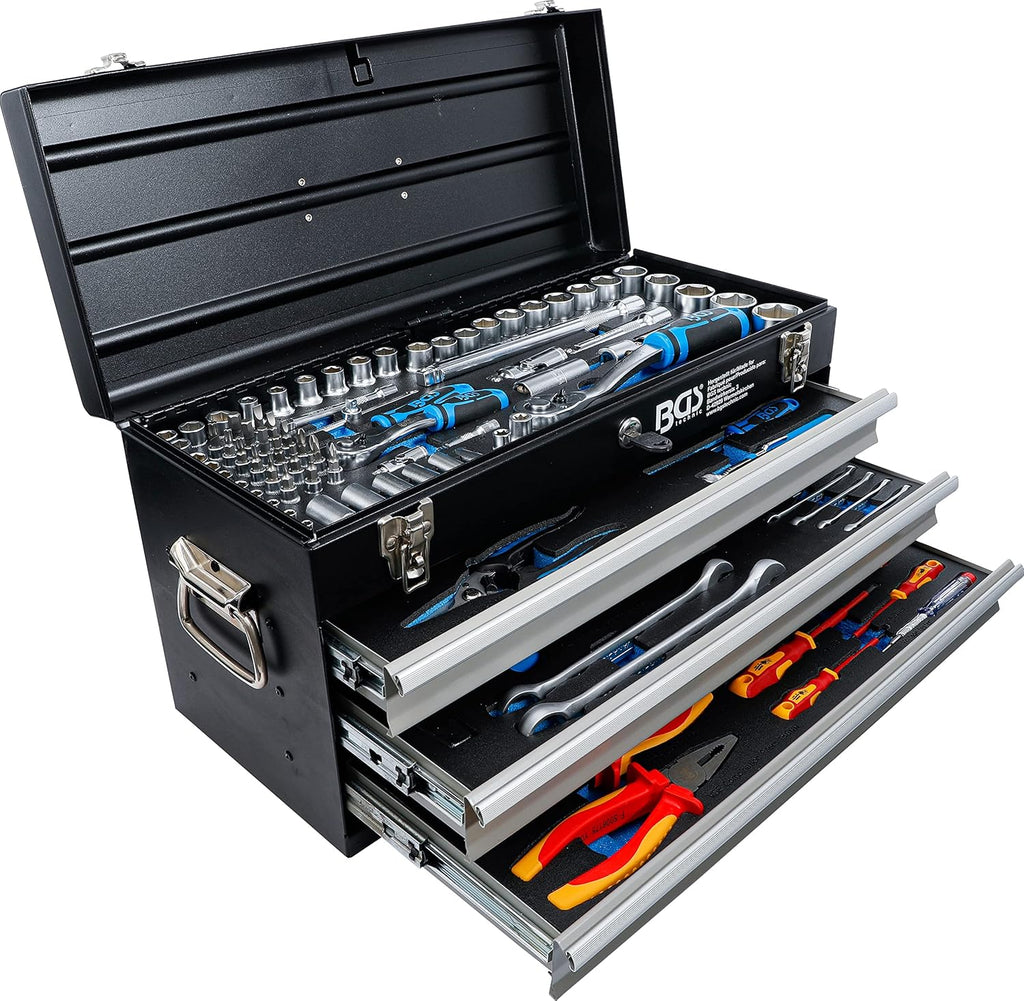 BGS 3350 Caisse à Outils métallique 3 tiroirs avec 147 Outils