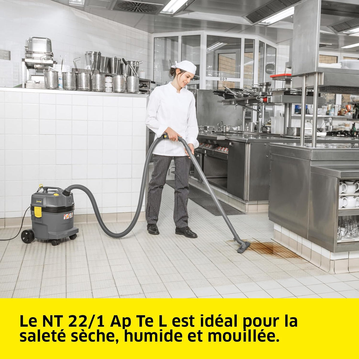 Kärcher Aspirateur Eau et poussières NT 22/1 AP Te L, Max. 1300 W, Filtre Cartridge PES, réservoir : 22 l, coude, suceur pour sols (300 mm), buse de Fentes, Prise pour Outils électroportatifs