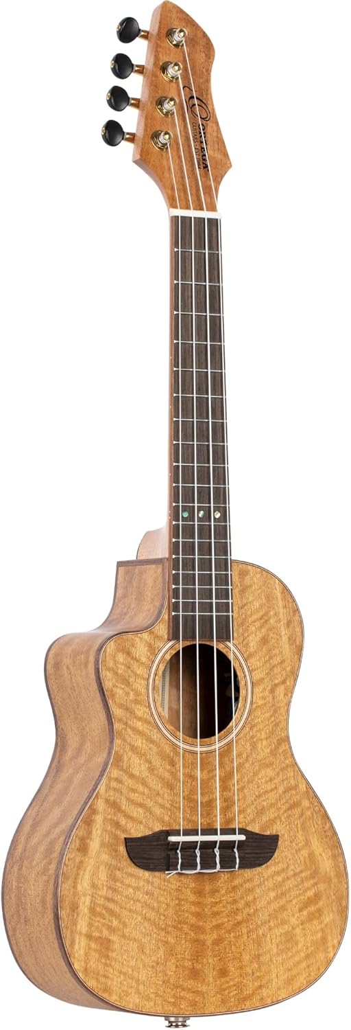Ortega Guitars Ukulélé Concert Gaucher – Électro-Acoustique – Série Horizon – Housse Incluse – Manguier, Naturel (RUMG-CE-L)