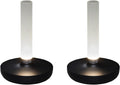 Lot de 2 lampes d'extérieur et vase à fleurs avec batterie Noir Hauteur 20 cm