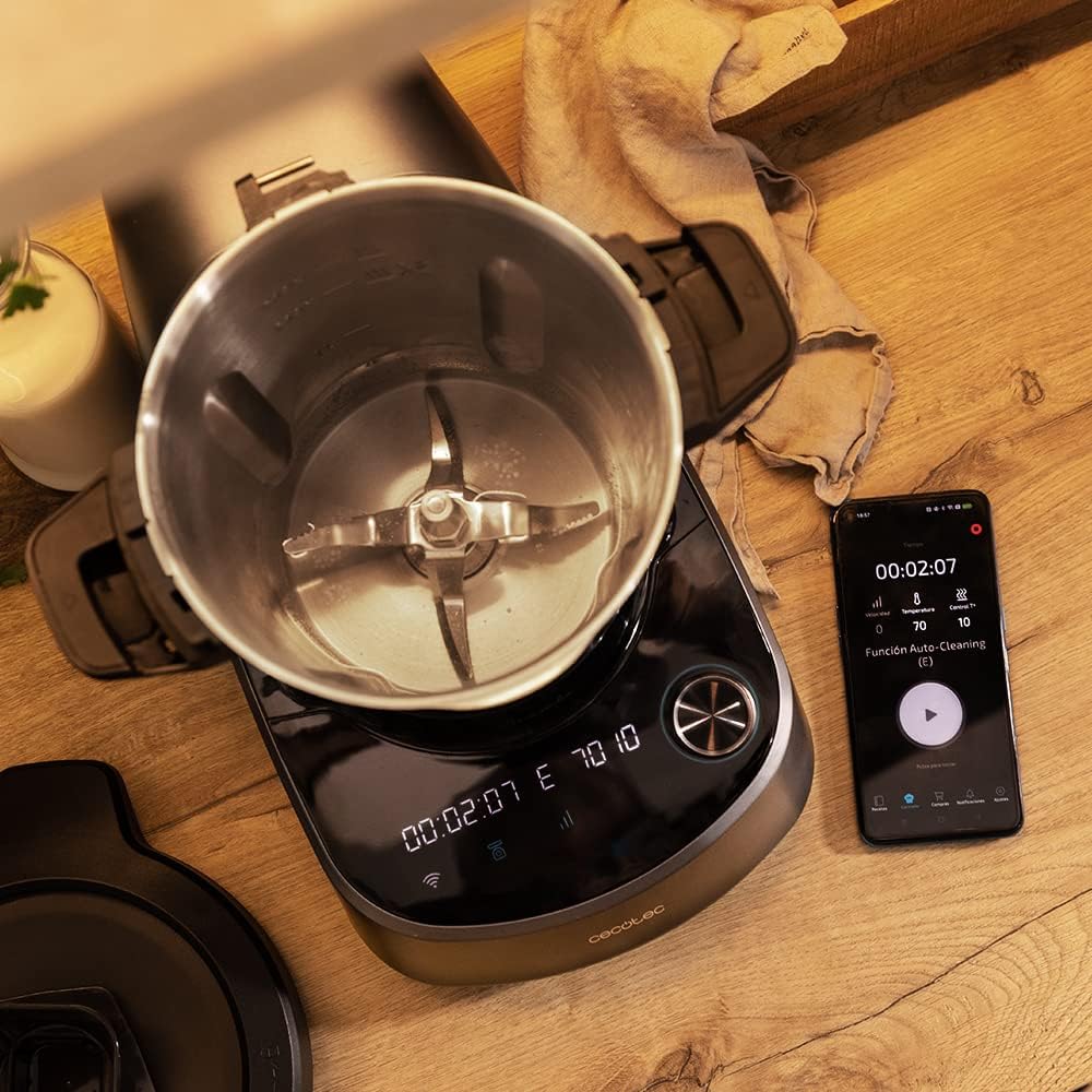 Cecotec Robot de cuisine multifonction Mambo 11090 1600 W 37 fonctions, APP, Balance et Pichet de 3,3 litres en acier inoxydable pour lave-vaisselle, Recette et accessoires