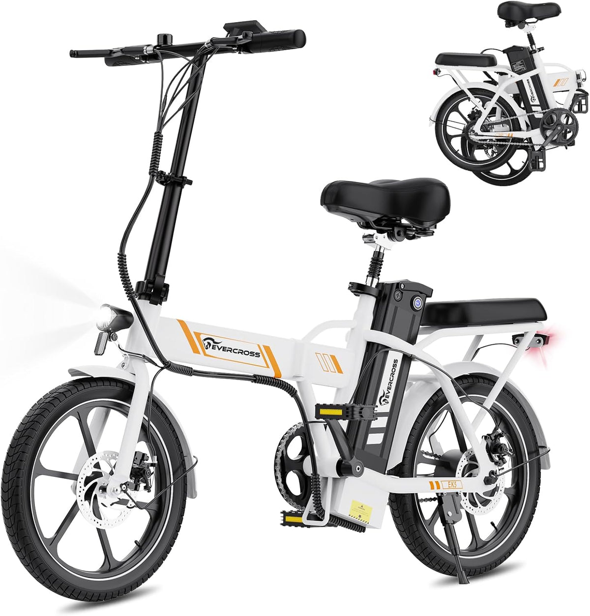 EVERCROSS Vélo Electrique pour Adultes, 16''/20" Vélo Electrique à Gros Pneus, 250W E Bike,Jusqu'à 25KM/H, 36V/48V Batterie Amovible, Vélo Tout-Terrain Electrique pour la Neige de Montagne