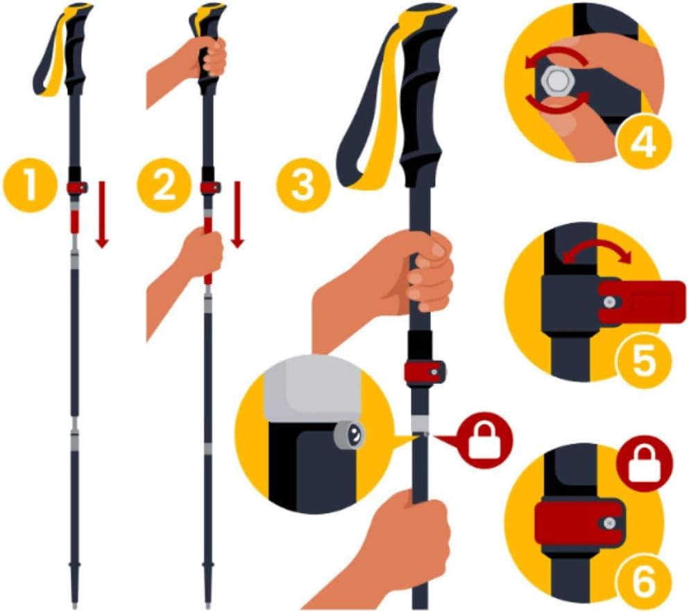 BOLLSEN Expedition Pro Bâtons de randonnée – Bâtons de Trekking en Aluminium légers, Pliables et réglables en Hauteur – Bâtons réglables pour randonnée, Trekking et Marche Nordique