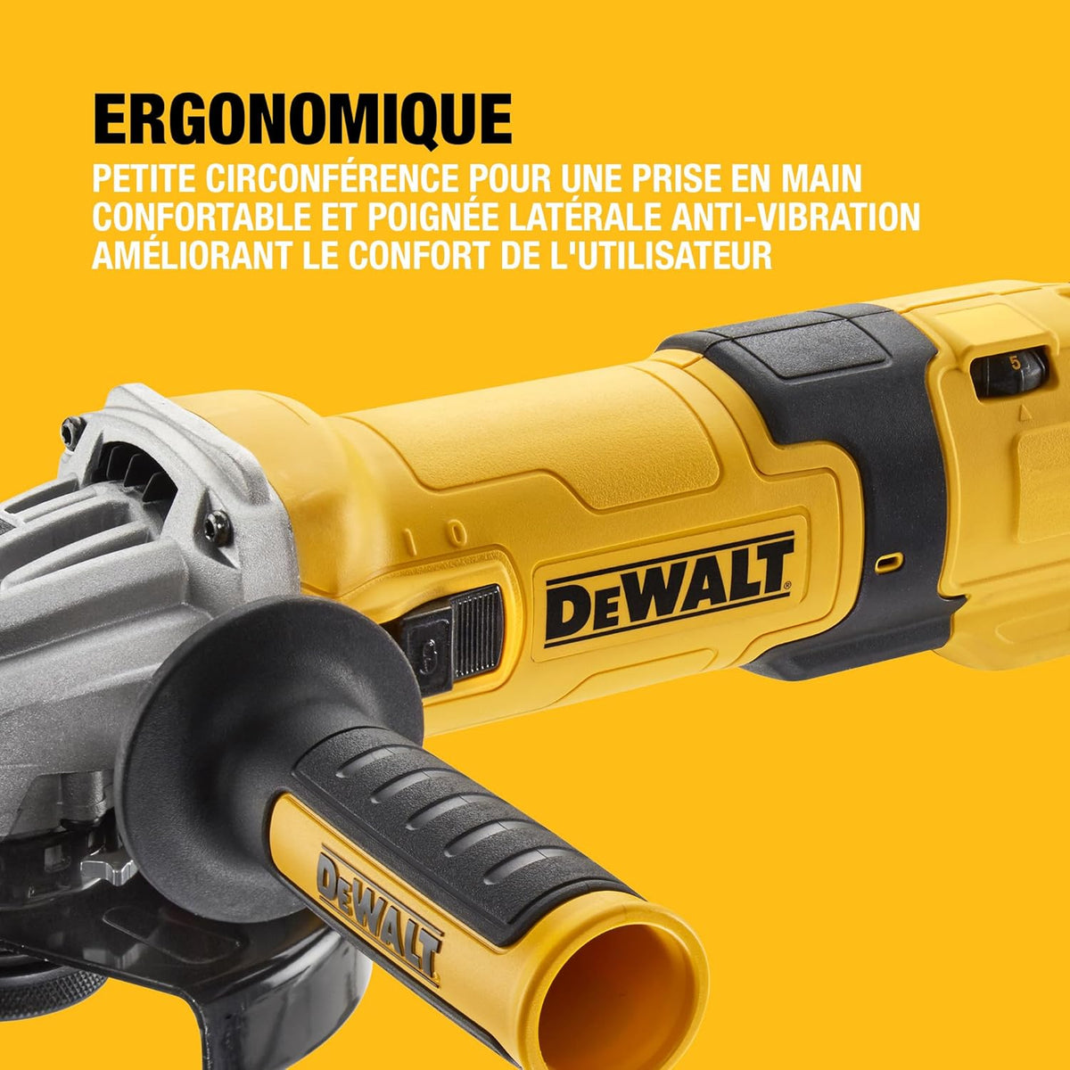 Meuleuse d'angle filaire 125mm à vitesse variable, 1500W avec interrupteur anti-redémarrage - Kit de surfaçage, DWE4257KT-QS