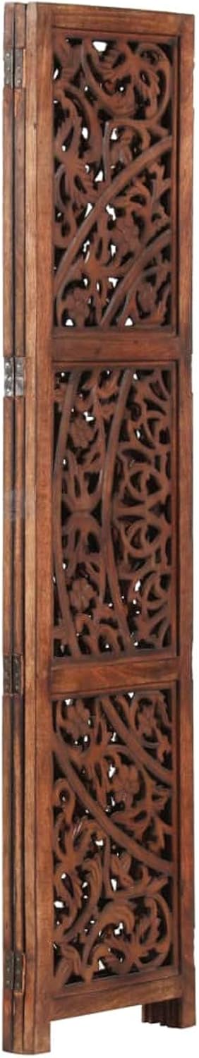 MOONAIRY Séparateur de Pièce Diviseur Ecran d'Intimité Paravent Chambre à Coucher Maison Intérieur Cloison de séparation 3 Panneaux Marron 120x165cm Bois manguier
