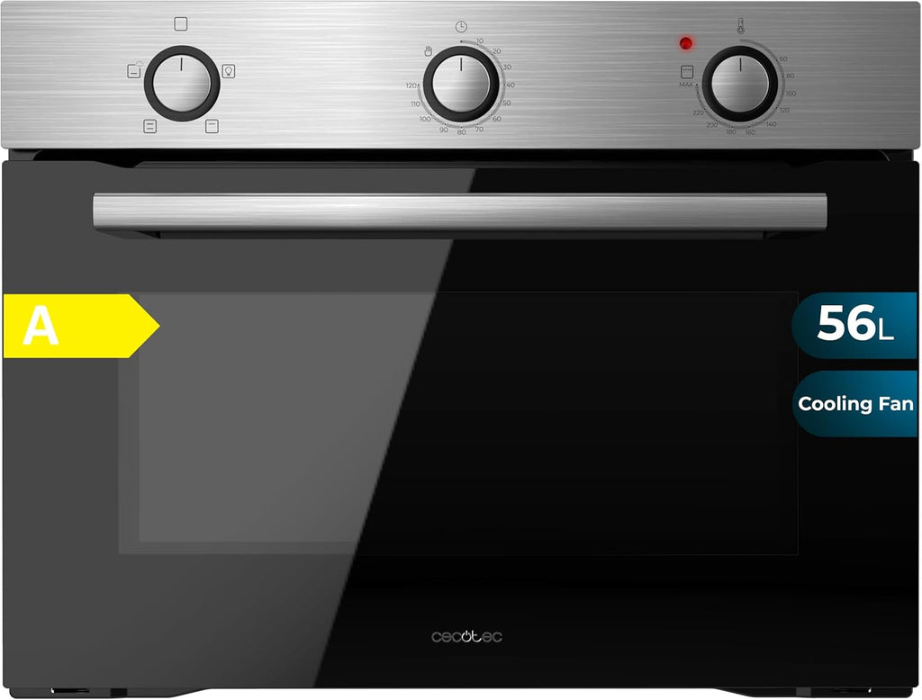 Cecotec Four Encastrable 45 cm Bolero Hexa C134500 Inox A. 2600W, Capacité de 56L, Faible Consommation, 4 Fonctions, Minuterie, Nettoyage à la Vapeur, Cuisson à la Vapeur