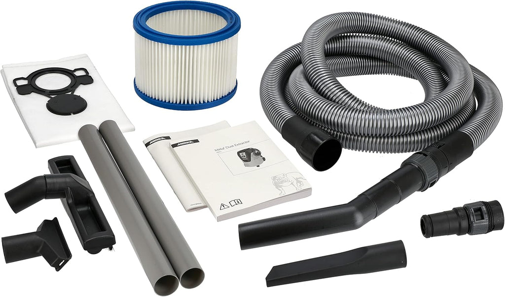 MIRKA Aspirateur Industriel Aspirateur Eau et poussière 25 litres/Tuyau d'aspiration/Puissance 1000 W/Adaptateur pour Ponceuse Inclus/Kit de Buses