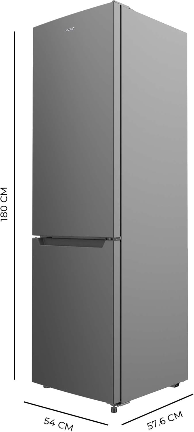 Cecotec Réfrigérateur combiné Bolero CoolMarket Combi 250 Dark D. Capacité de 250L, classe D, compresseur Inverter, Total No Frost, Multi Airflow, et porte réversible. Économies d’énergie garanties.