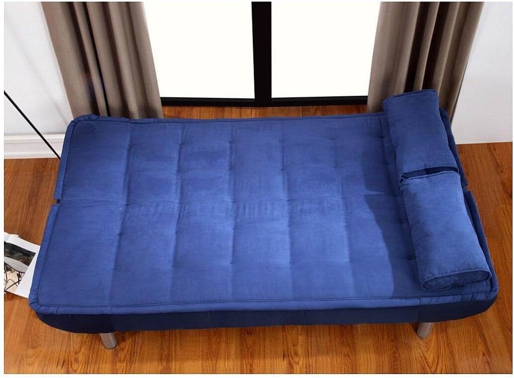 Vente-unique - Canapé Convertible clic-clac MISHAN en Tissu - Bleu - 3 Places