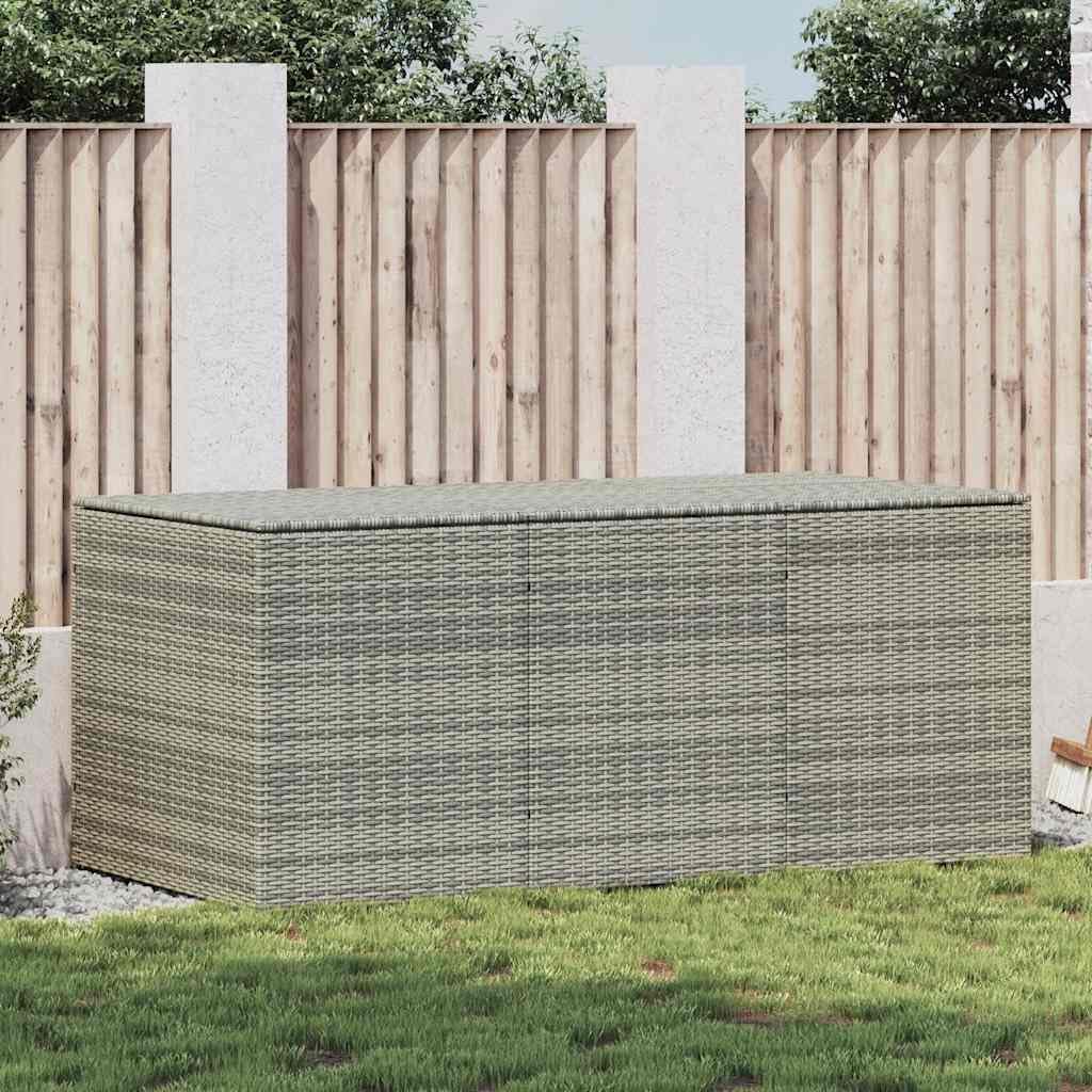 vidaXL Boîte de Rangement de Jardin Coffre de Rangement d'Extérieur Banc de Rangement Stockage Arrière-Cour Résine Tressée 180x90x70 cm Gris