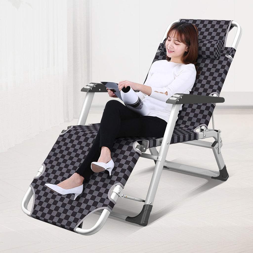 DANNMPX Chaise Longue Inclinable Jardin Camping Chaise Longue Pliant Pause Déjeuner Oreiller Réglable pour Bureau Plage en Plein Air Pliante Relaxation