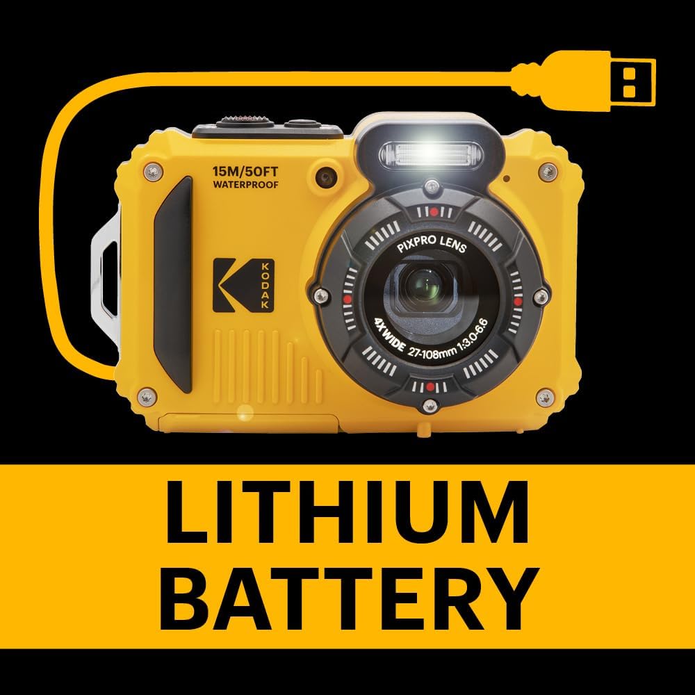 KODAK Pixpro WPZ2 - Appareil Photo Numérique Compact 16M Pixels, étanche à 15m, Anti-Choc, Video 720p, Ecran LCD 2,7 - Batterie Li-ion, Jaune