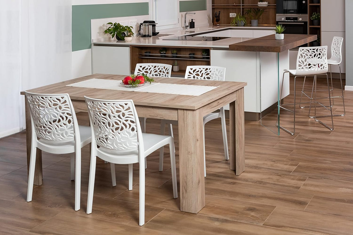SIEDITI FUORI E DENTRO Chaises en résine avec Fibre de Verre empilables pour intérieur/Cuisine/Salle à Manger et extérieur/Jardin Anna (4 Chaises, Blanc)