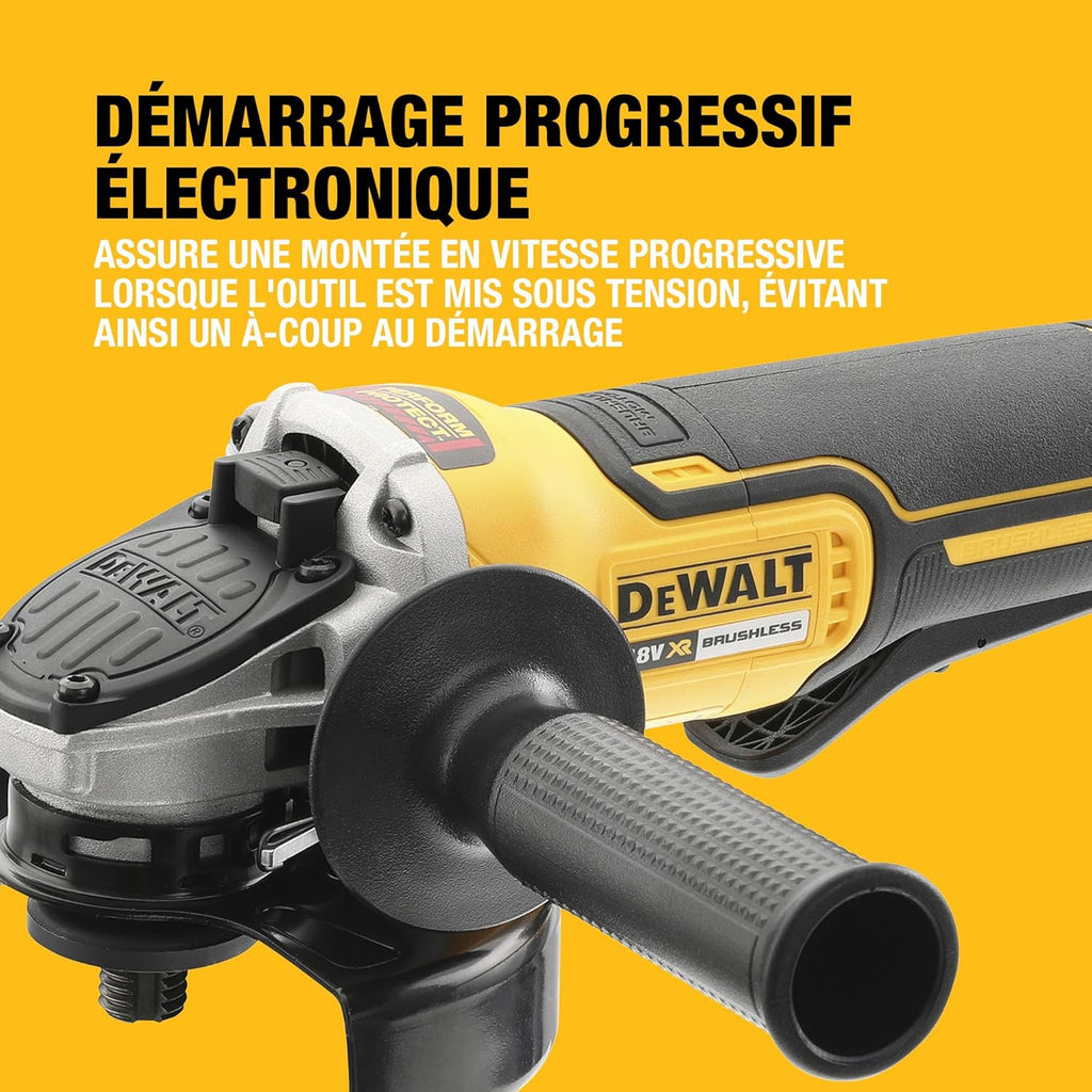Meuleuse d'angle Brushless XR 18V 125mm, à interrupteur à palette, avec poignée latérale et coffret TSTAK, livré sans batterie, DCG406NT-XJ