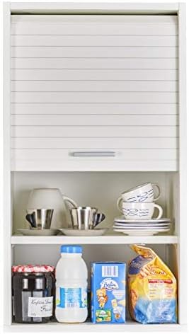 SIMMOB Meuble de Cuisine Blanc A Rideau 2 Etagères 40 x 72 x 35 cm