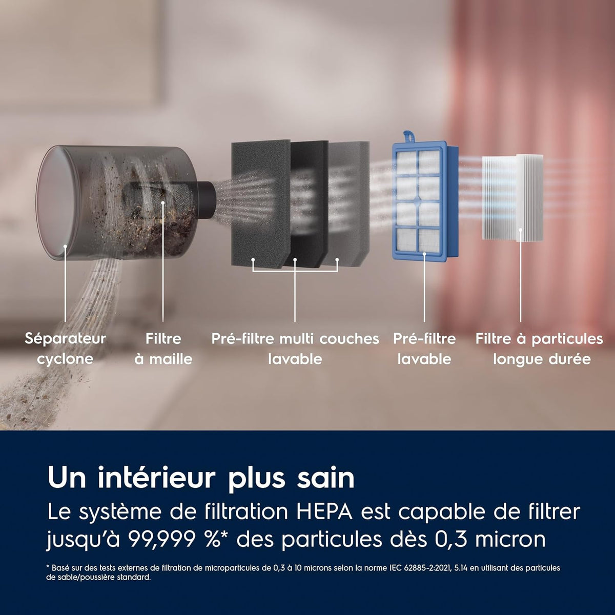 Electrolux Pure C9, Aspirateur Traineau sans Sac, Aspiration Puissante, 7 étapes de Filtration, Poignée Flexible avec Variateur de Flux d'air, Accessoires 3 en 1 Clipsés sur Poignée, PC91-4MG, Gris