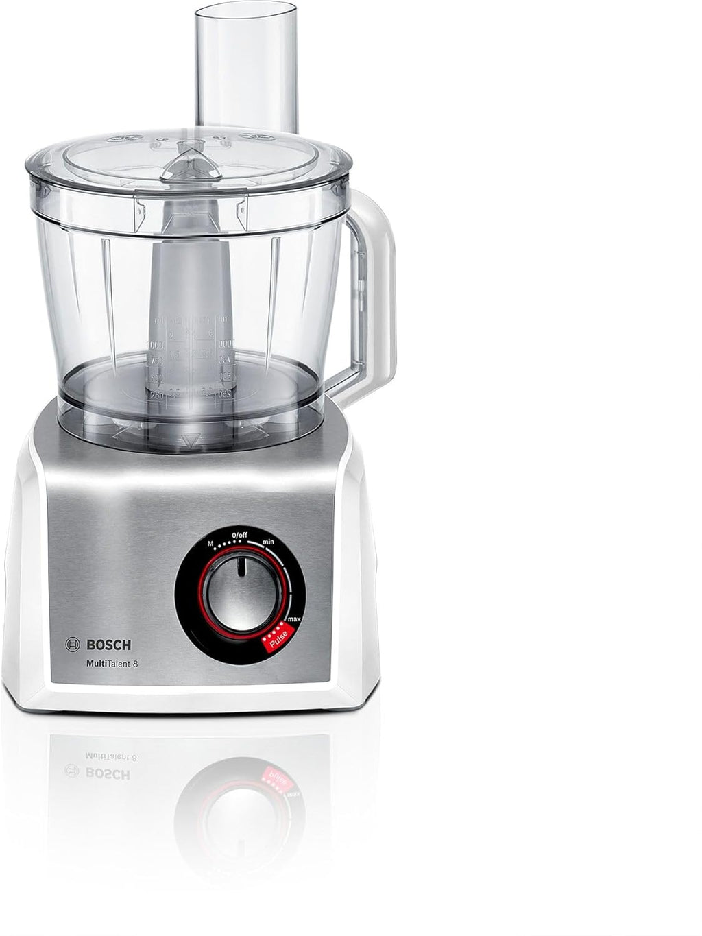 Robot de cuisine compact Bosch MultiTalent 8 MC812S814, 45 fonctions, bol mélangeur XXL 3,9 L, blender 1,5 L, couteau universel, fouet, coupe et râpe fin, grossier , 1250 W, blanc/acier inoxydable