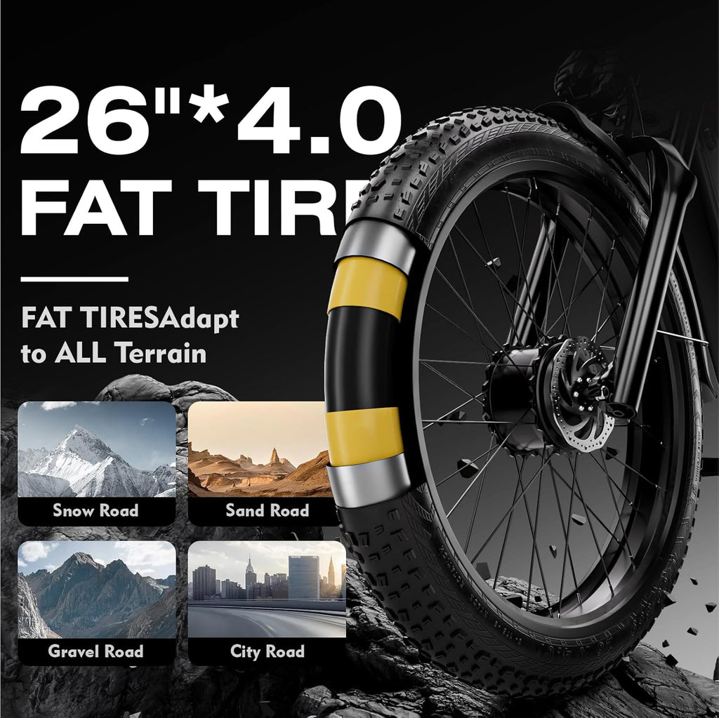 tifgalop Vélo électrique Adulte, vélo électrique Tout-Terrain de 26 Pouces, Double amortisseurs, 7 Vitesses, Batterie au Lithium 52V 19Ah/21Ah, autonomie de croisière jusqu'à 40-90Km