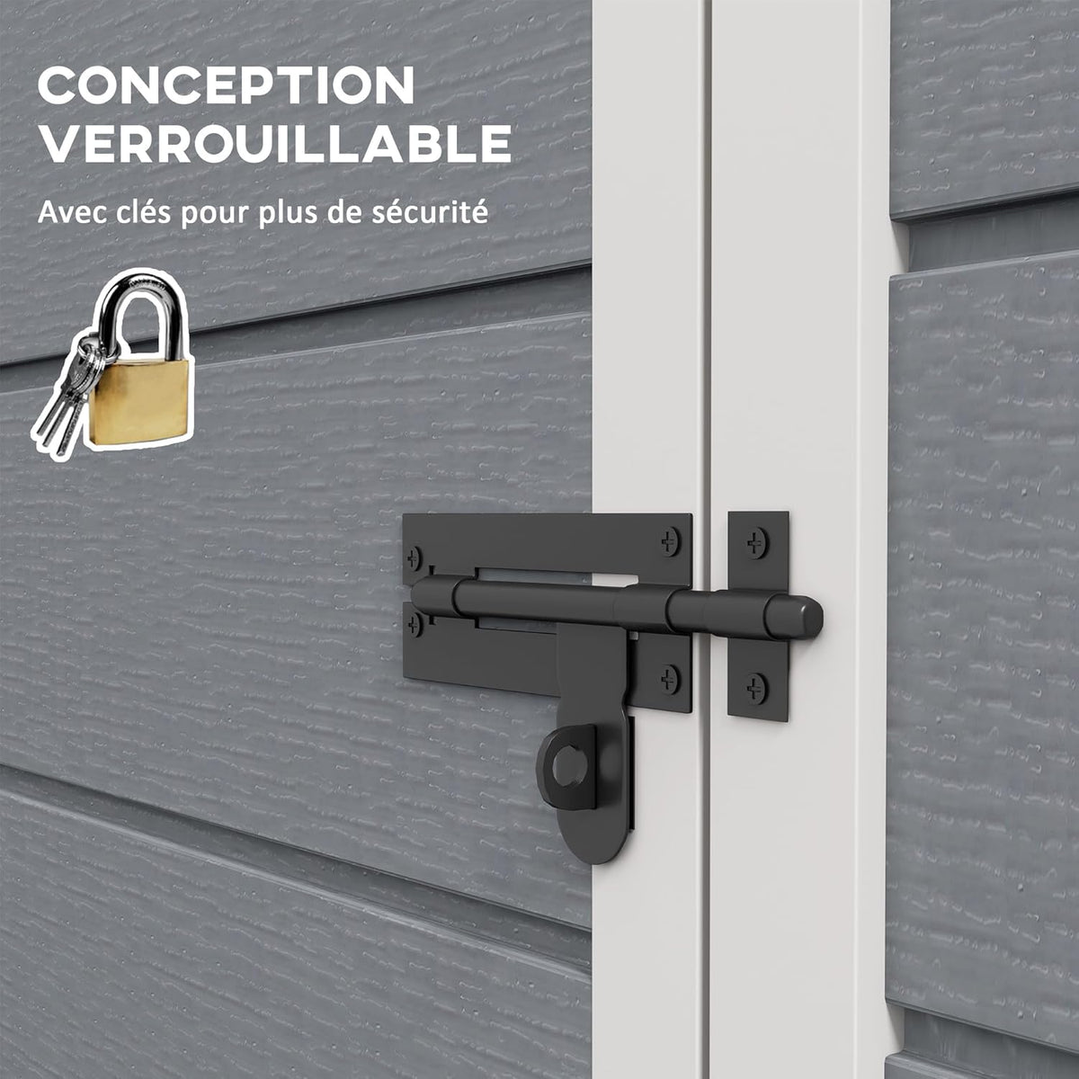 Outsunny Abri de Jardin 1,14 m² cabane de Jardin pour Outils - Porte verrouillable, aération et fenêtre - dim. 151L x 92l x 193H cm - Plastique, Gris