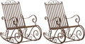 CLP Lot De 2 Fauteuils A Bascule en Fer Forgé Smilla I Rocking-Chair D'Extérieur avec Dossier Haut Et Accoudoirs, Couleur:Marron