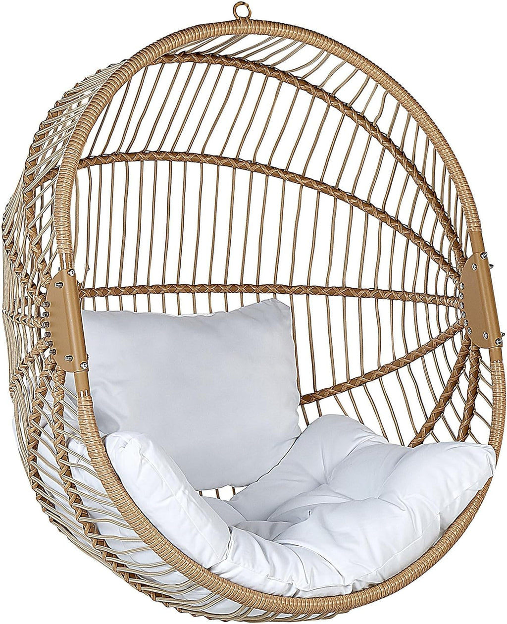 Fauteuil Suspendu en Polyrotin Beige avec Support en Métal Intérieur Extérieur Acri