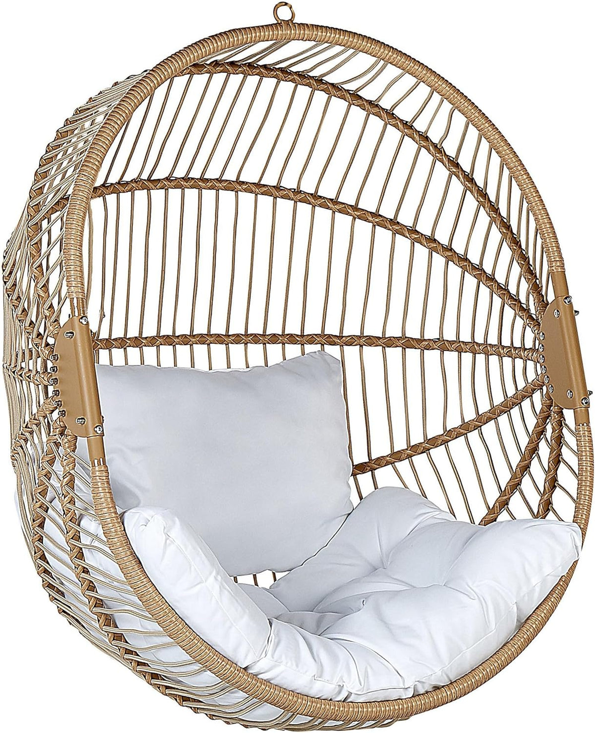 Fauteuil Suspendu en Polyrotin Beige avec Support en Métal Intérieur Extérieur Acri